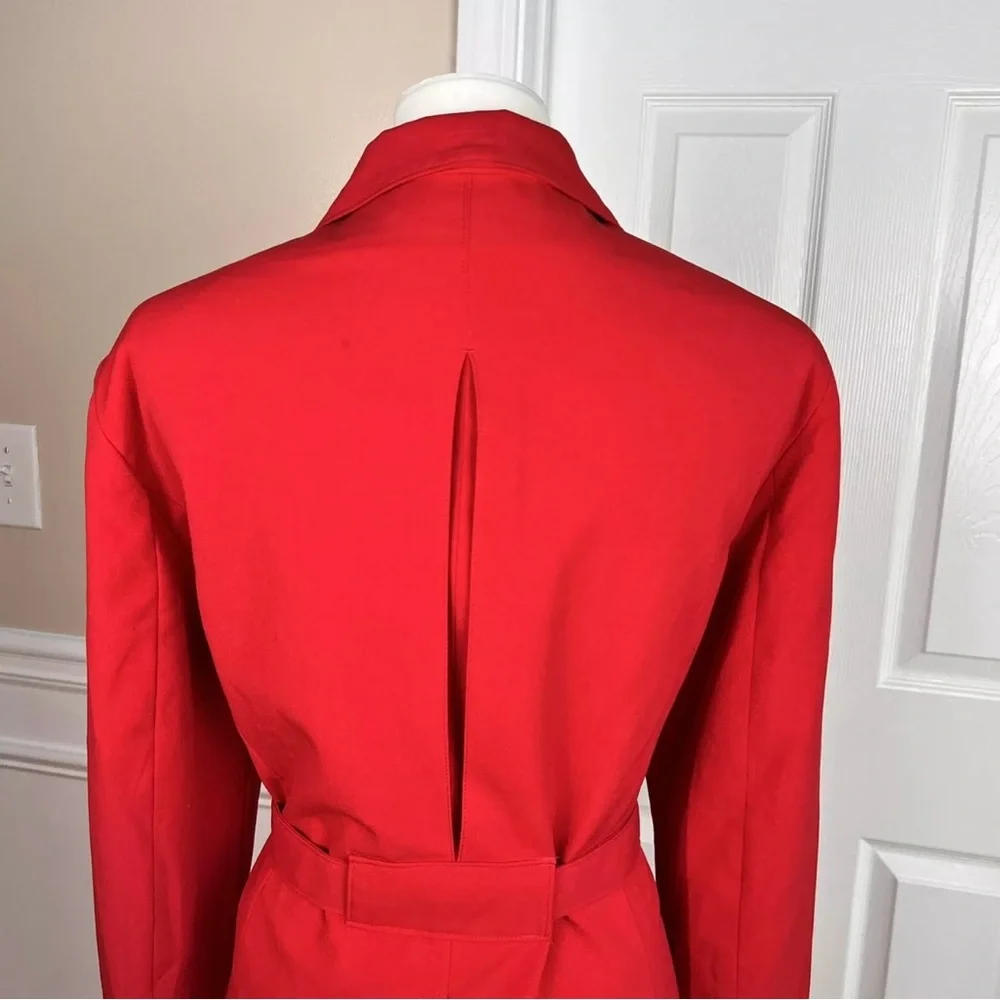 Larry Levine Polyester Rayon Spandex Pant Suit Red Belted Wide Leg 2PC Needles - Picture 6 of 9